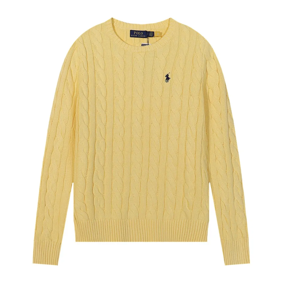 P230 The highest quality in the market, you can scan the code. Import and export version Lauren Ralph Lauren new round neck embroidered sweater (in stock👀) 100% pure cotton yarn wool shrunk to ensure no pilling and no deformation Size: XS S M L Color: black white navy gray yellow yellow khaki blue purple red pink